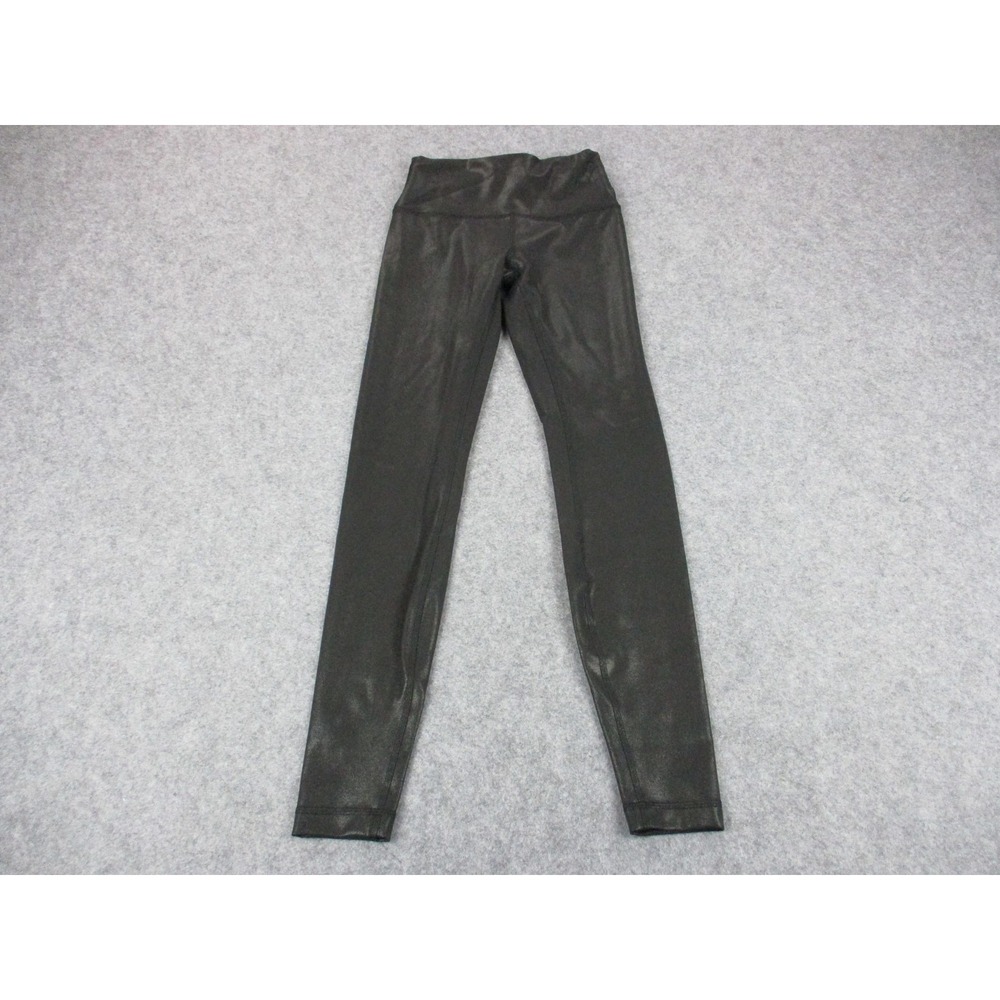 Lululemon Pants Womens 4 Black Metallic Stretch Yoga Running Leggings